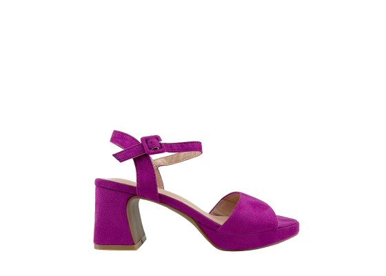 Sandalia Tacón Ancho Efecto Ante